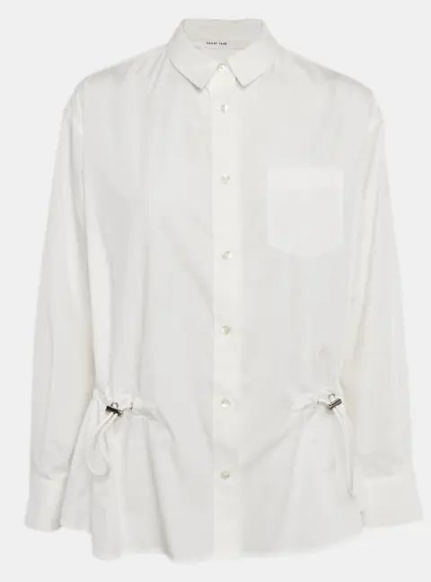 Sacai White Cotton Blend Button Front and Back Blouse XL