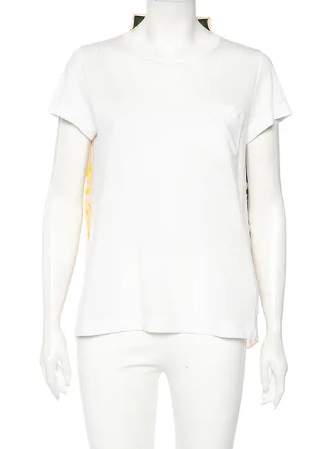 Sacai Multicolored Printed Back Chiffon & Linen Tunic T-Shirt S