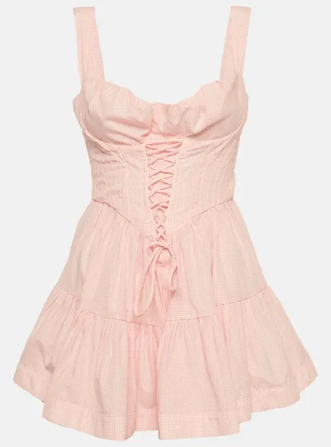 Sagaza Pink/White Check Cotton Matilda Mini Dress M