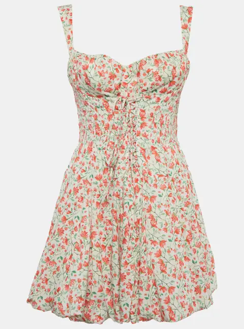 Sagaza Cream Floral Print Delizia Mini Dress M