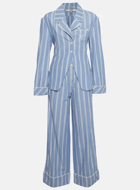 Sagaza Blue/White Striped Cotton Shirt and Eleonora Pants Suit S