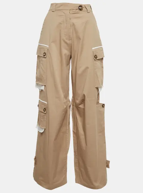 Sagaza Beige Gabardine Pocket Detail Leandro Trousers S