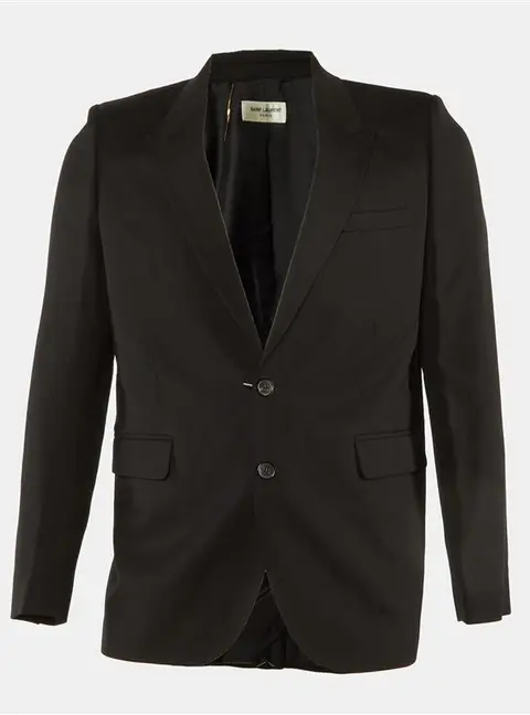 Saint Laurent Paris Black Wool Tailored Blazer L