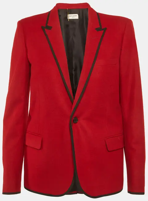 Saint Laurent Paris Red Wool Felt Tailored Blazer L