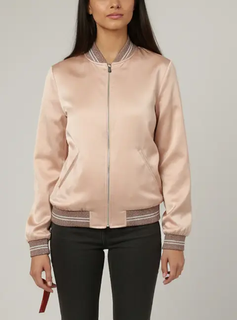 Saint Laurent Paris Blush Pink Satin and Lurex Bomber Jackets S