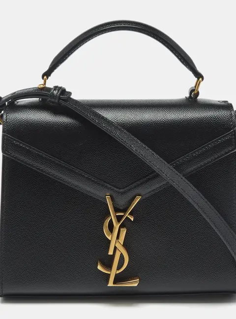 Saint Laurent Cassandra Mini Black Leather Top Handle Bag