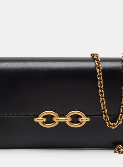 Saint Laurent Le Maillon Black Leather Wallet On Chain
