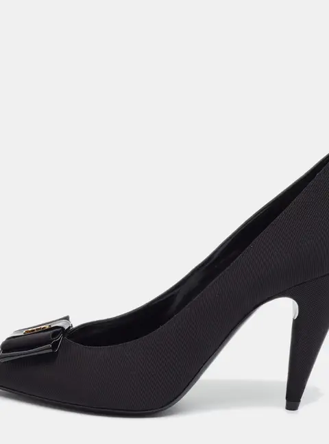 Saint Laurent Anais Bow Size 40.5 Black Grosgrain Pumps