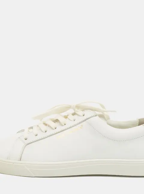 Saint Laurent Andy Size 37.5 White Leather Low Top Sneakers