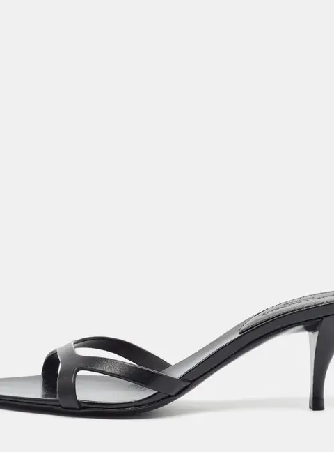 Saint Laurent Carla Size 35 Black Leather Slide Sandals