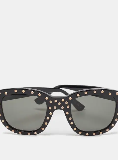 Saint Laurent Black SL100 Lou Studded Square Sunglasses