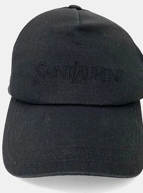 Saint Laurent Black Cotton Linen cap