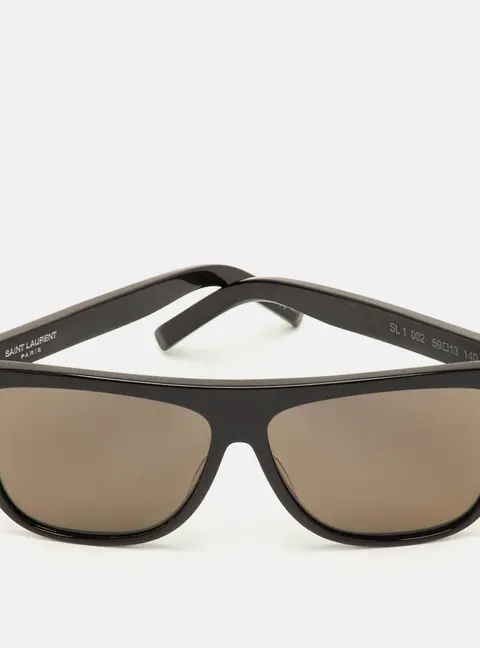 Saint Laurent Black/Grey Acetate SL 1 Rectangular Sunglasses