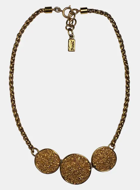 Saint Laurent Paris Vintage Gold Disc Necklace