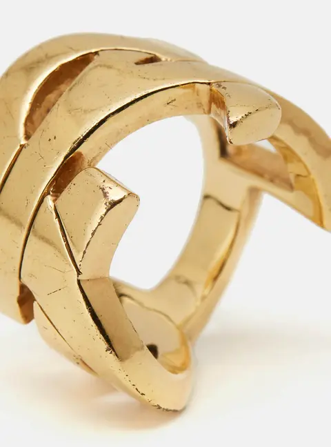 Saint Laurent Opyum Monogram Gold Tone Ring Size 52