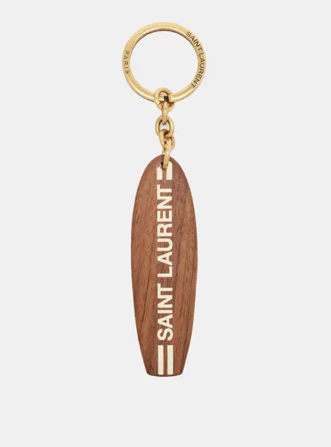 Saint Laurent Surf Wood Gold Tone Key Ring