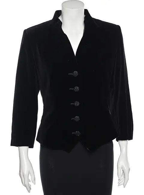 Saint Laurent Black Velvet Button Front Jacket L