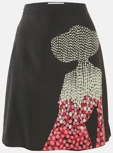 Saint Laurent Paris Black Printed Silk Mini Skirt M