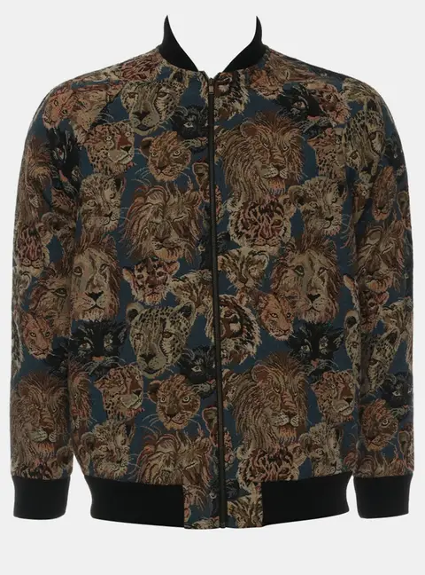 Saint Laurent Paris King of Beasts Multicolor Baseball Jacket S