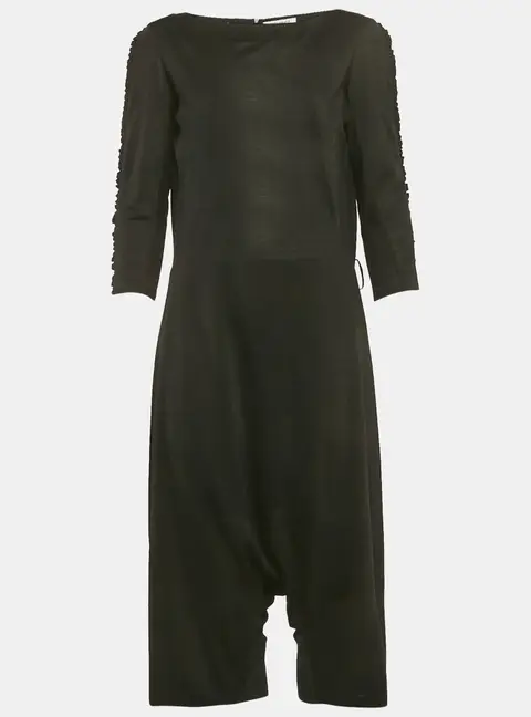 Saint Laurent Paris Black Jersey Frilled Playsuit S