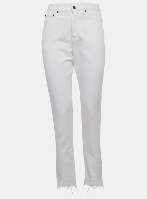 Saint Laurent Paris White Denim Mid-Rise Jeans S/Waist 27"