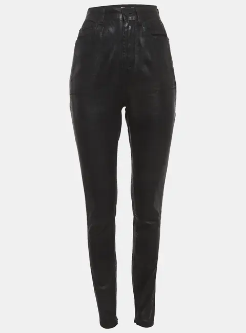 Saint Laurent Paris Black Waxed Denim Skinny Jeans M/Waist 27"