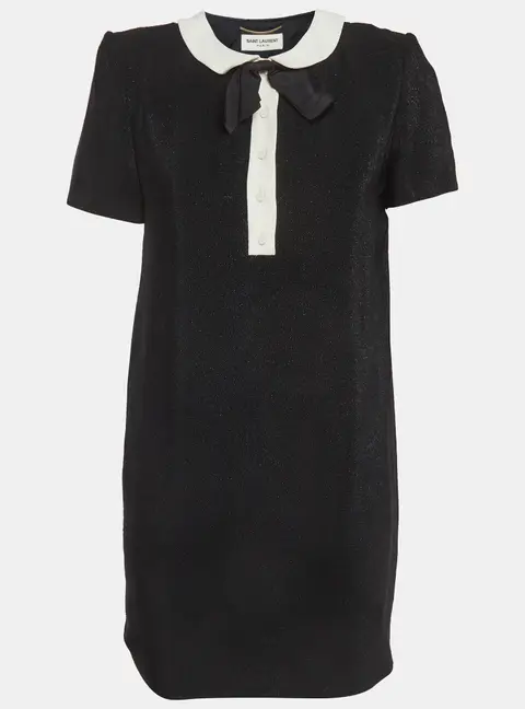 Saint Laurent Black Lurex Mini Dress M