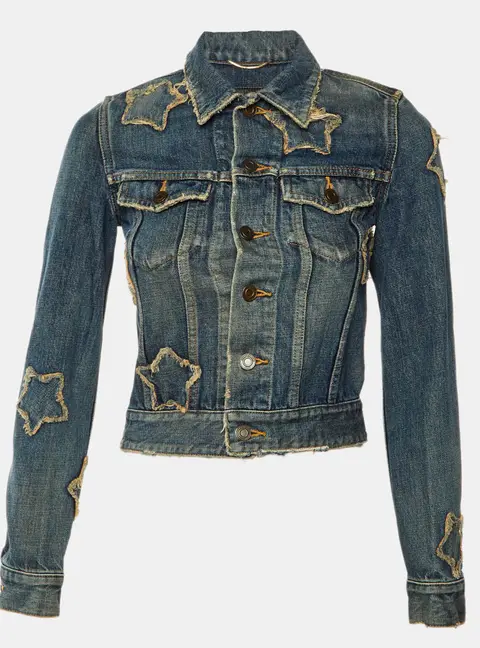 Saint Laurent Blue Denim Distressed Jacket XS