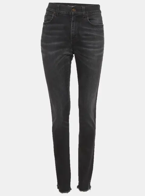 Saint Laurent Paris Black Denim Frayed Hem Jeans L Waist 34"