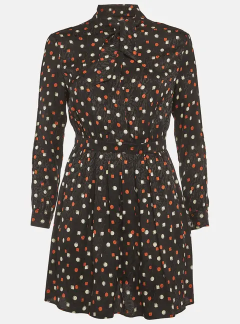 Saint Laurent Paris Multicolor Polka/Geometric Print Jacquard Silk Mini Dress M