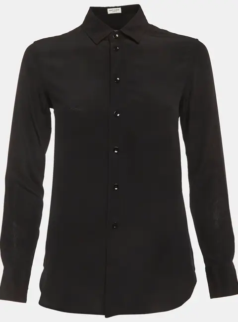 Saint Laurent Paris Black Chiffon Button Up Shirt S