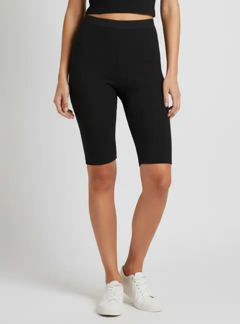 Saint Laurent Black Rib Knit Cycling Shorts XS