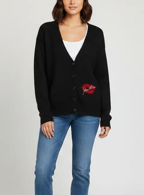 Saint Laurent Paris Dark Grey Mohair and Wool Blend Cardigan XS
