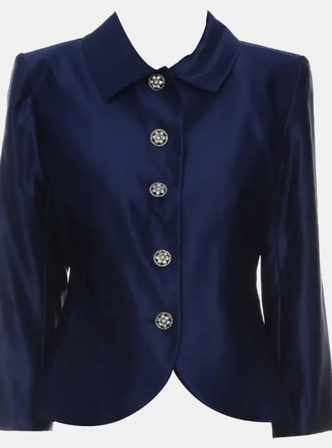 Saint Laurent Paris Variations Embellished Button Silk Blazer FR 42
