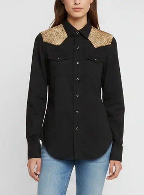 Saint Laurent Black Chambray Button Front Shirt S
