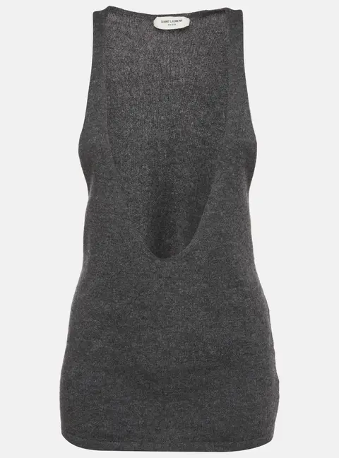 Saint Laurent Paris Grey Cashmere Knit Scoop Neck Tank Top M