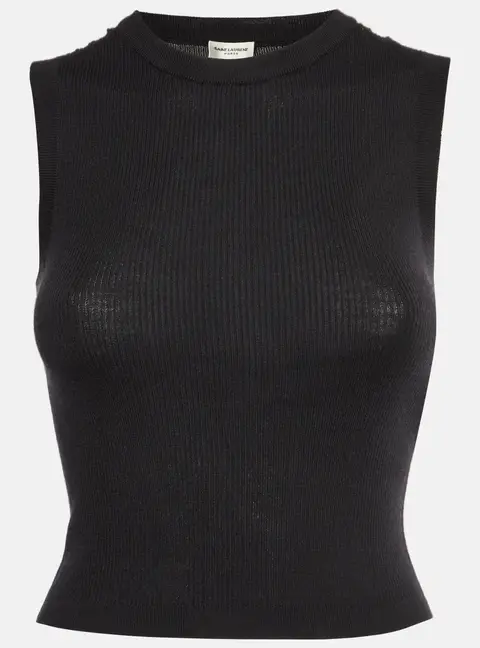 Saint Laurent Paris Black Knit Sleeveless Top M