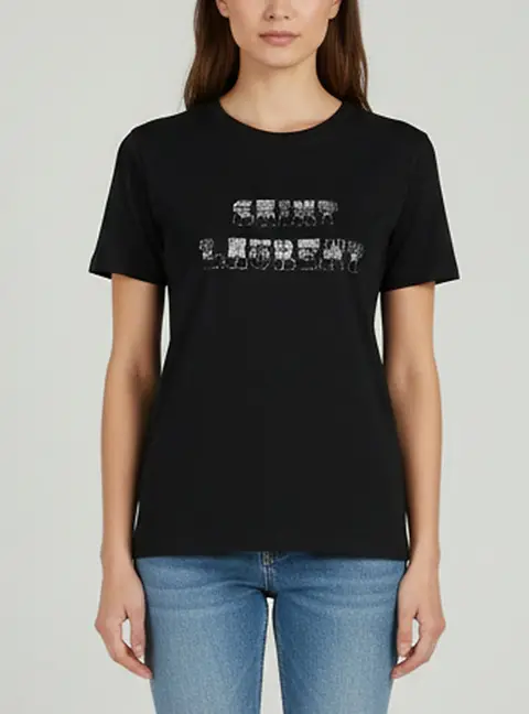 Saint Laurent Black Logo Print Cotton Crew Neck T-Shirt XS