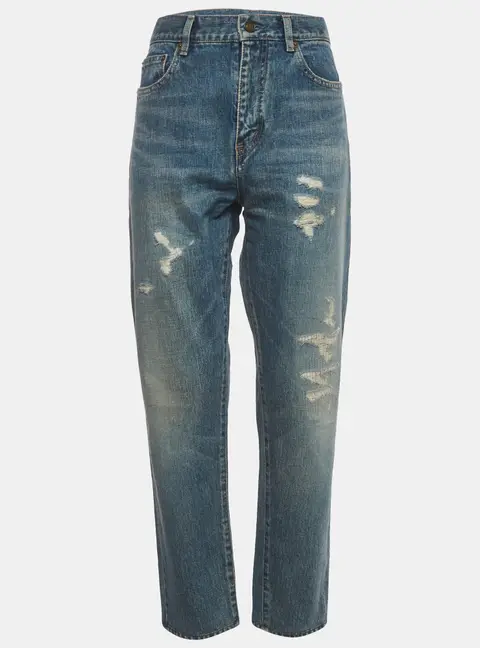 Saint Laurent Paris Blue Distressed Denim Jeans M/Waist 30"