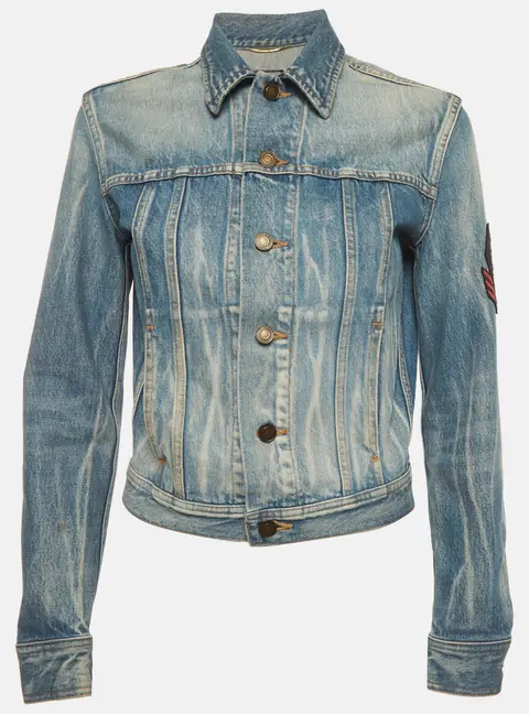 Saint Laurent Paris Blue Denim Fitted Jacket XS