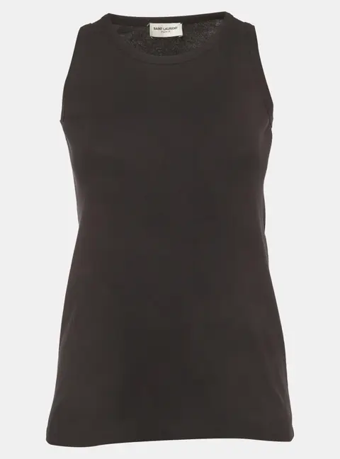 Saint Laurent Paris Black Cotton Knit Tank Top S