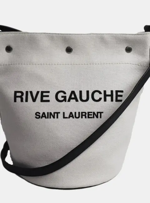 Saint Laurent Paris Black/White Canvas Rive Gauche Tote Bag