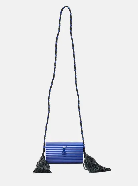 Saint Laurent Blue Plexiglass Opium Tassel Minaudiere Bag
