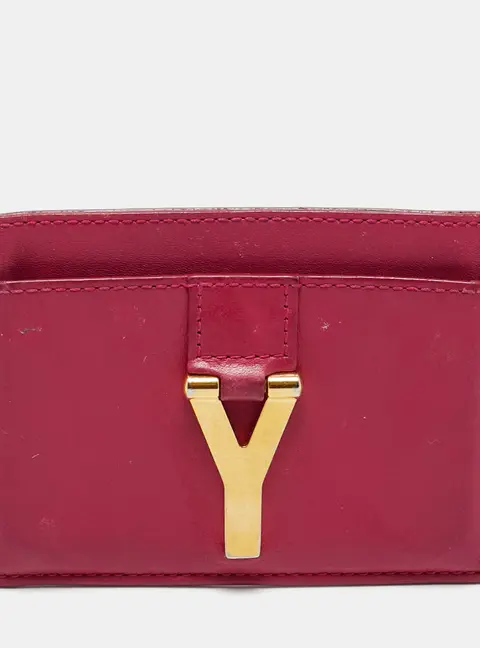 Saint Laurent Paris Easy Y Pink Leather Card Case