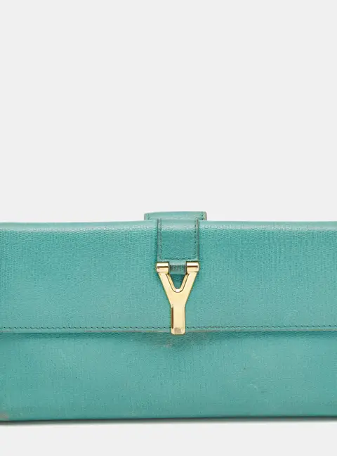 Saint Laurent Paris Y-Ligne Green Leather Continental Wallet