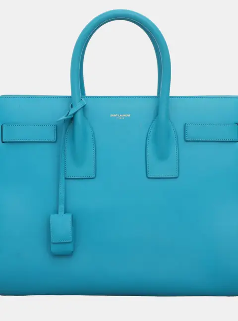 Saint Laurent Sac De Jour Small Aqua Blue Leather Top Handle Bag