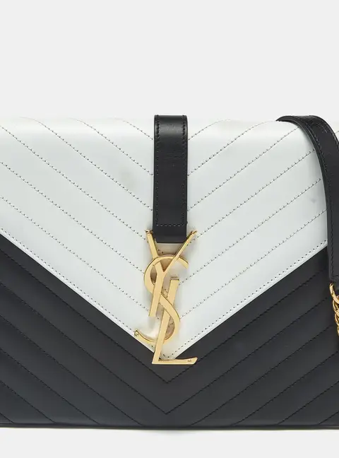 Saint Laurent Envelope Black/White Matelassé Leather Chain Shoulder Bag