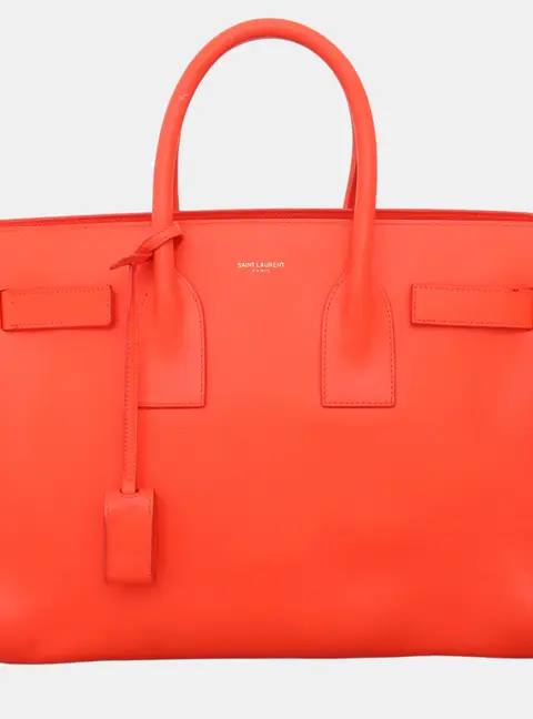 Saint Laurent Sac De Jour Small Orange Calfskin Leather Top Handle Bag