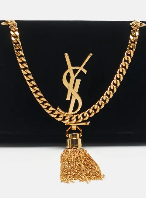 Saint Laurent Kate Tassel Small Black Velvet Crossbody Bag