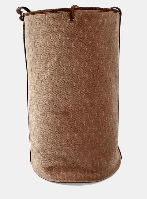 Saint Laurent Paris Brown Velvet Le Monogram Velvet Bucket Bag